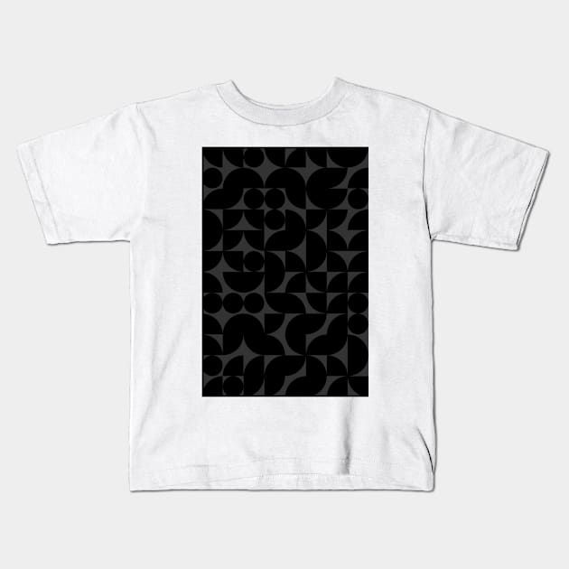 Black Colored Geometric Pattern - Shapes #5 Kids T-Shirt by Trendy-Now